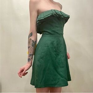 Reformation Reef Emerald Green Strapless Mini Bandeau Dress 0 NEW